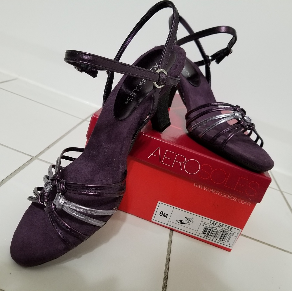 Metallic purple sandals
